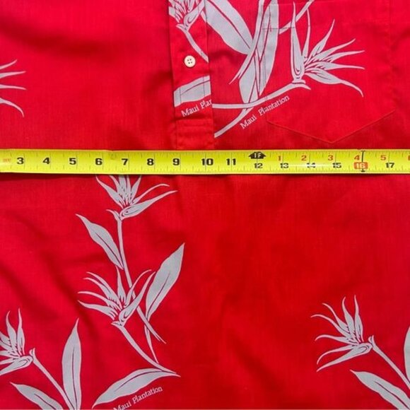 Hilo Hattie Shirt Mens medium Hawaiian red floral maui plantation - Picture 7 of 10